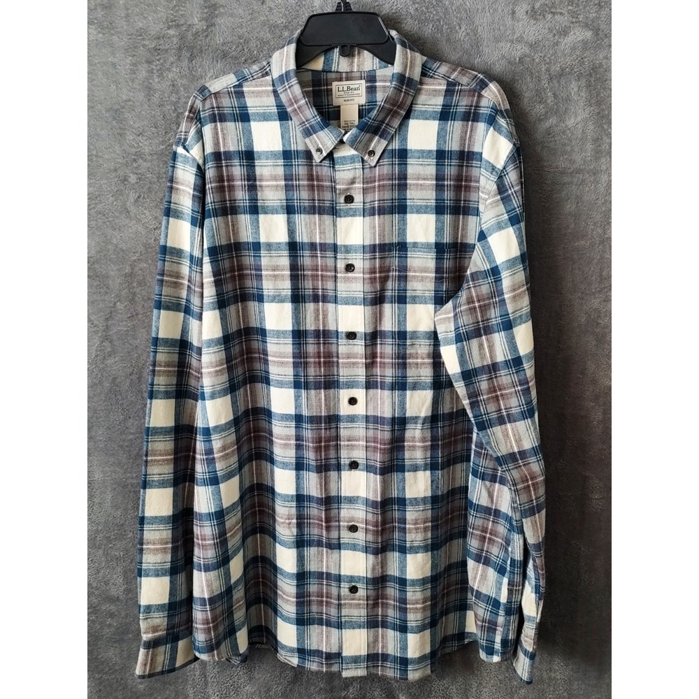 LL Bean Shirt Men's Size 2XL Tall‎ Scotch Plaid Hike Flannel Heavy Button Up
